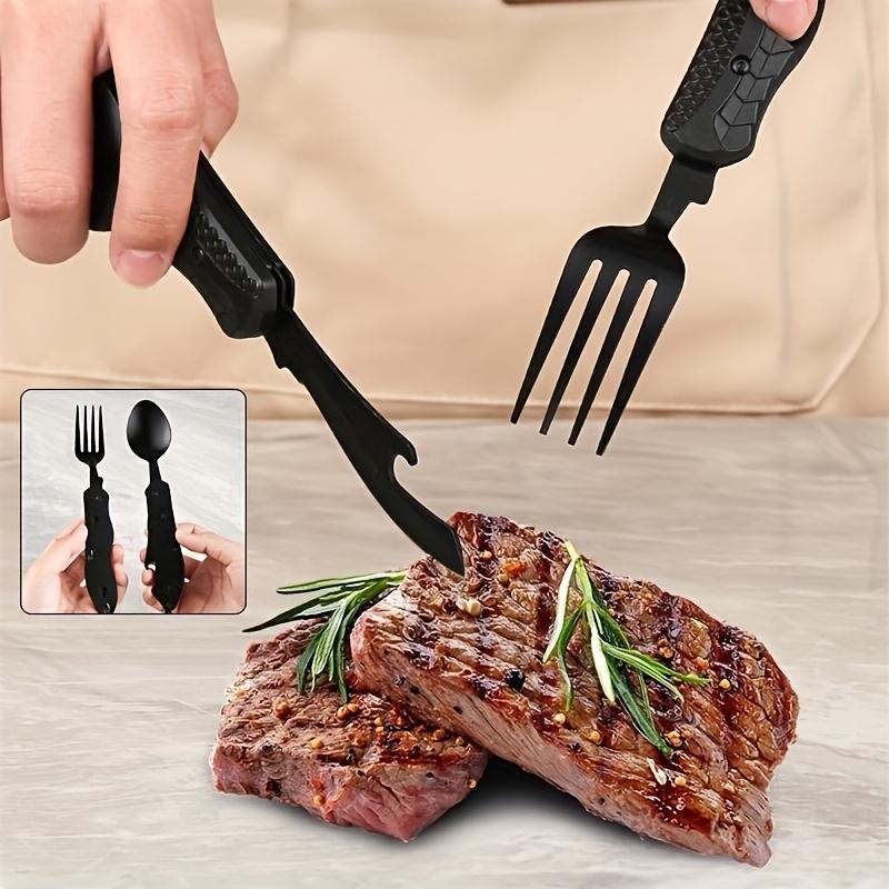 Stainless Steel Multifunctional Camping Knife, Fork And Spoon Removable Folding Knife, Fork And Spoon Set Convenient Outdoor Cutlery