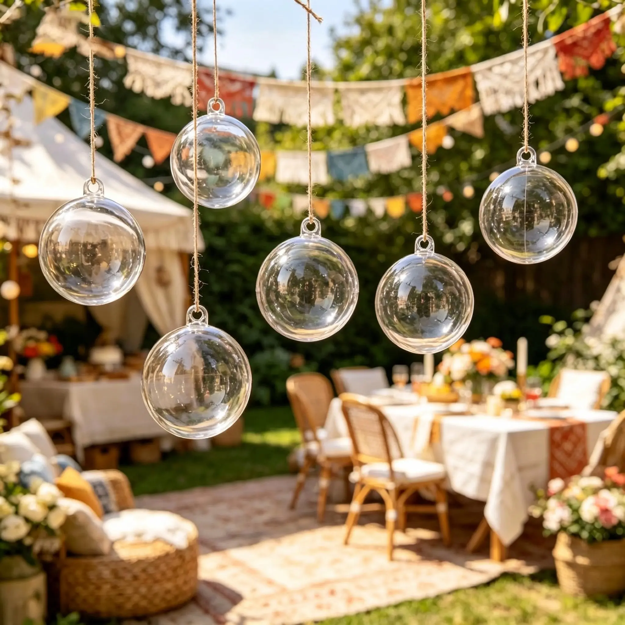 5pcs Acrylic Transparent Balls, 8cm DIY Fillable Decorative Ornaments, Reusable & Easy Clean, Perfect for Christmas, Halloween, Weddings, Birthdays