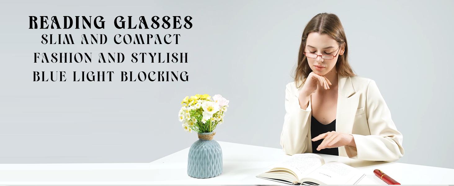 2 pairs Slim Mini Metal Reading Glasses Compact Lightweight Portable Readers with Glasses Case for Reading Case +1.0 (Black)