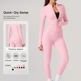 【Black Friday】Women's Sporty Two-Piece Set, Quick-Dry Long Sleeve Jacket + High Waist Yoga Pants, Yoga Sports Clothing, Breathable Slim-Fit, All Seasons, Multiple Colors