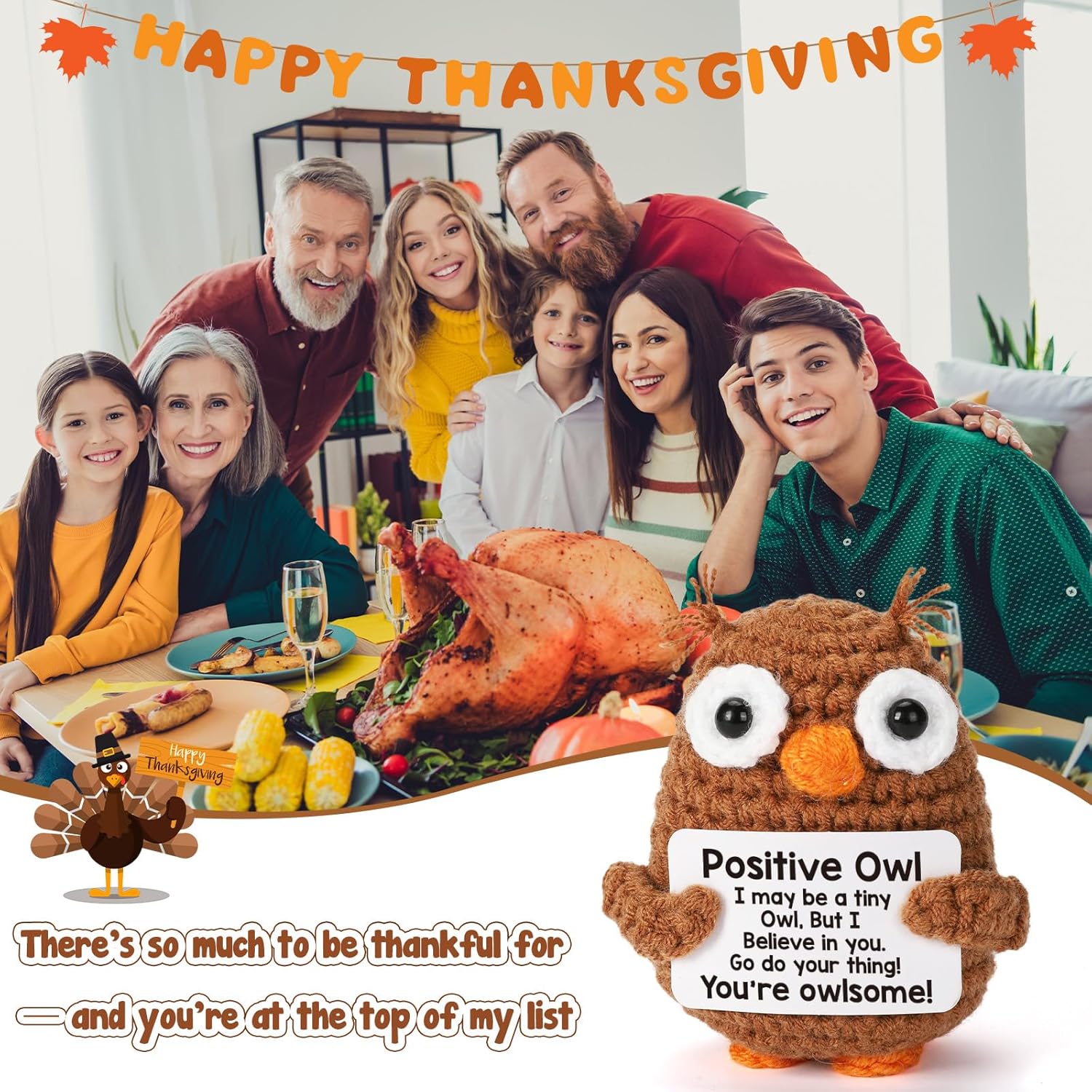 Owl Crochet Plush Easter Basket Stuffers, Emotional Inspirational Support Gifts for Teens, Daughter, Son & Friends, Perfect for Birthday, Teacher Appreciation, Mother's Day, Graduation & Holiday Presents for Mom & Coworkers