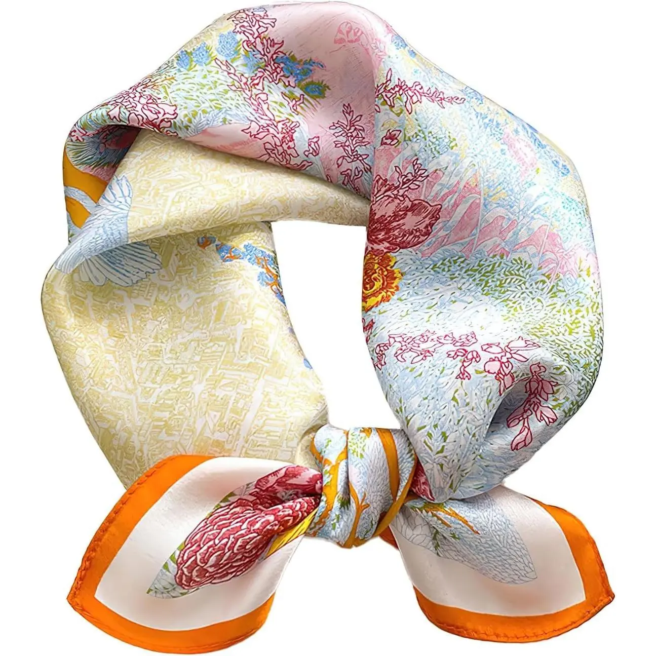 100% Pure Mulberry Silk Scarf 21" Square Scarf Neckerchief Headscarf Breathable Lightweight for Women Gift PackedGift.