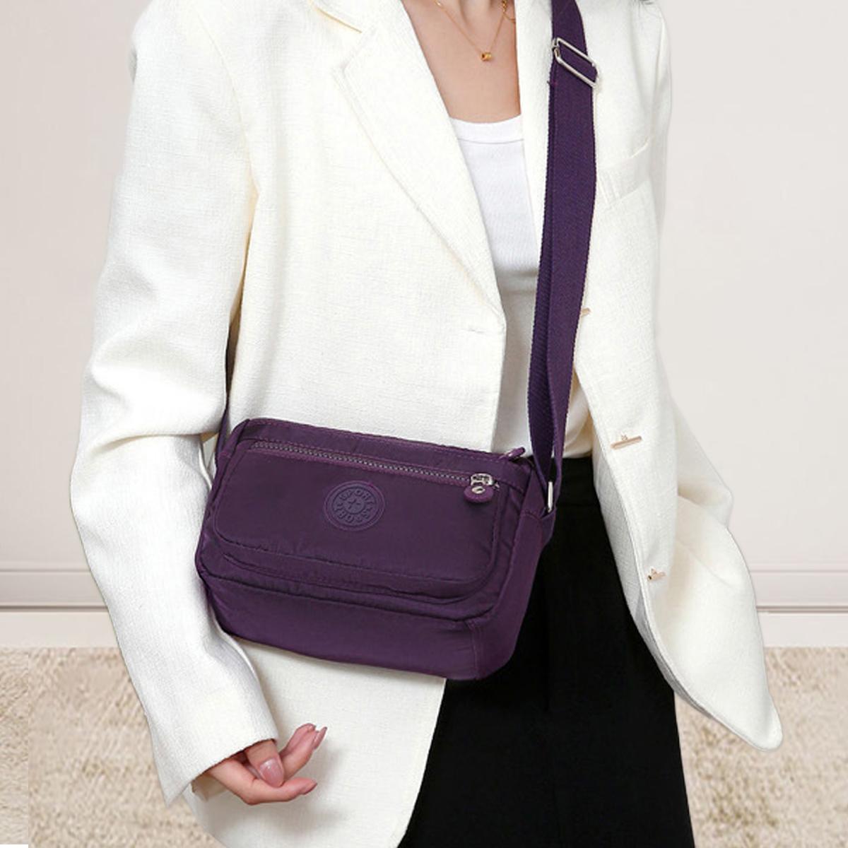 Lightweight Multi-Pocket Crossbody Bag for Women Stylish Nylon Shoulder Long Strap Bag