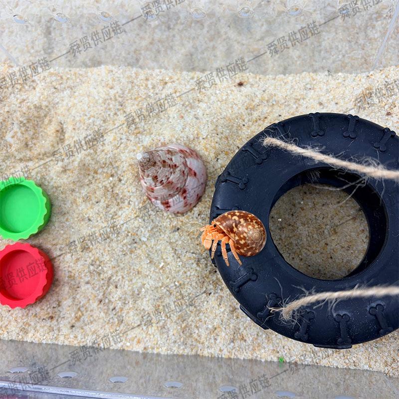 Hermit Crab Pet Kit: Pink Tower Shell, Tire Swing, Feeding/Water Lids for Reptile Habitat Accessories, Pet-Safe Durable Materials, 4-in-1 Set