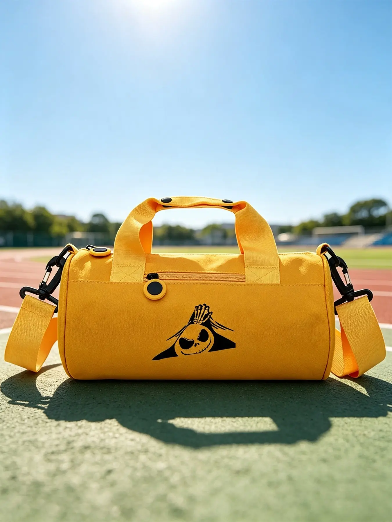 Ghost Print Cylindrical Messenger Bag, Casual Crossbody Backpack, Ideal for Outdoor Activities and Halloween, All-Season Use, Zippered Sling Bag