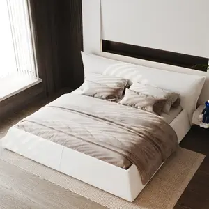 Velvet Upholstered Platform Bed with Sculpted Headboard, Metal and Solid Wood Frame - King or Queen Sizes, Black, Beige, White Colors