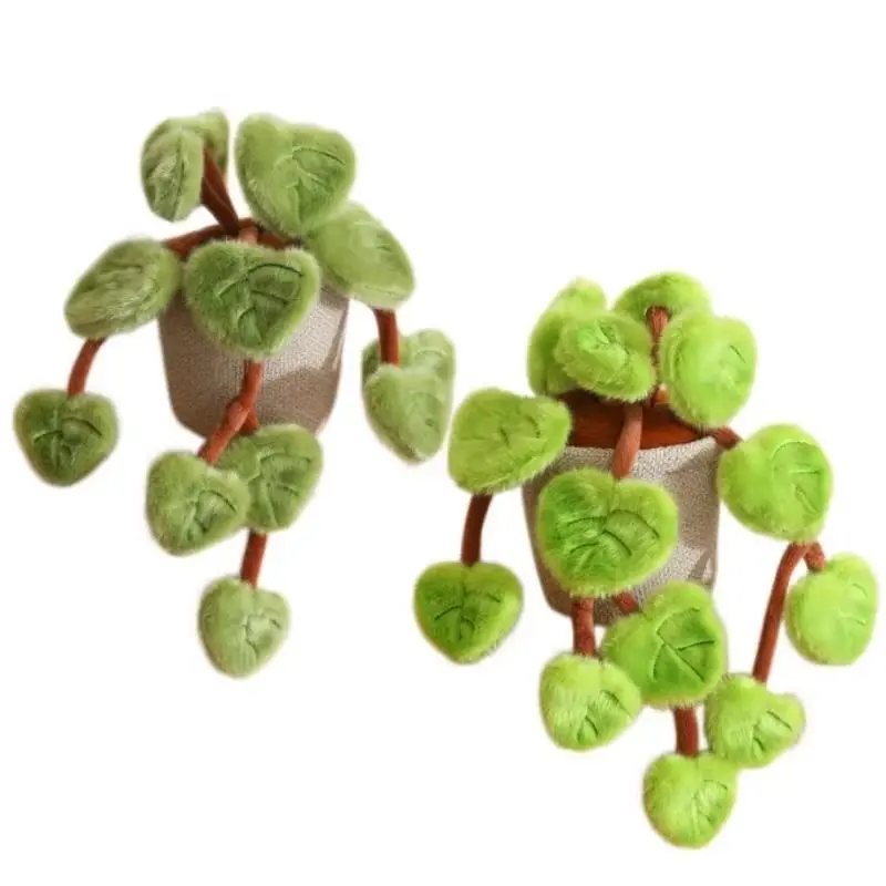 Artificial Hanging Plant Plush Toy Soft Fluffy Stuffed Potted Green Vine Pothos‌ Doll Cute Home Decor Plushie for Bedroom