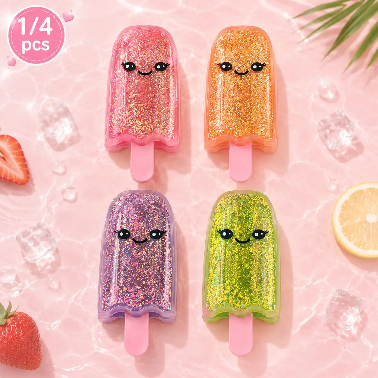1 PC Popsicle Squishy, Decompression Squeeze, Clear Glitter Malt Sugar Ice Cream Squeeze Toy, Slow Rising Sensory Fidget for Stress Relief and Busy Hands, Desk Toy for School, Office, Party Favors, Birthday Gifts for Teens and Adults