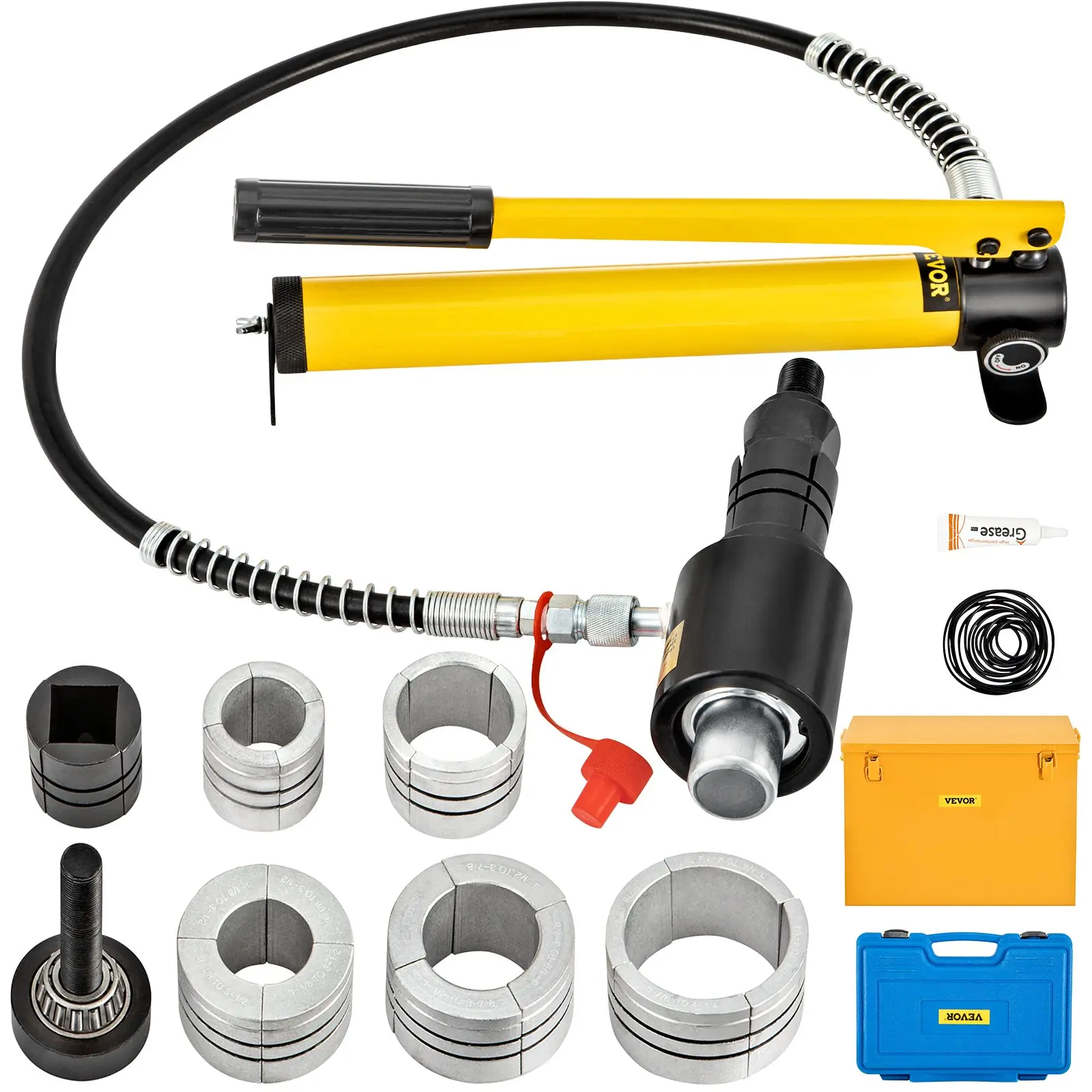 VEVOR Hydraulic Exhaust Pipe Expander, 1-5/8 to 4-1/4 size, 10 T Manual Hydraulic Pipe Stretcher with 4 Dies and 2 Storing Case for Copper, Aluminum Tubes in Car Repairing
