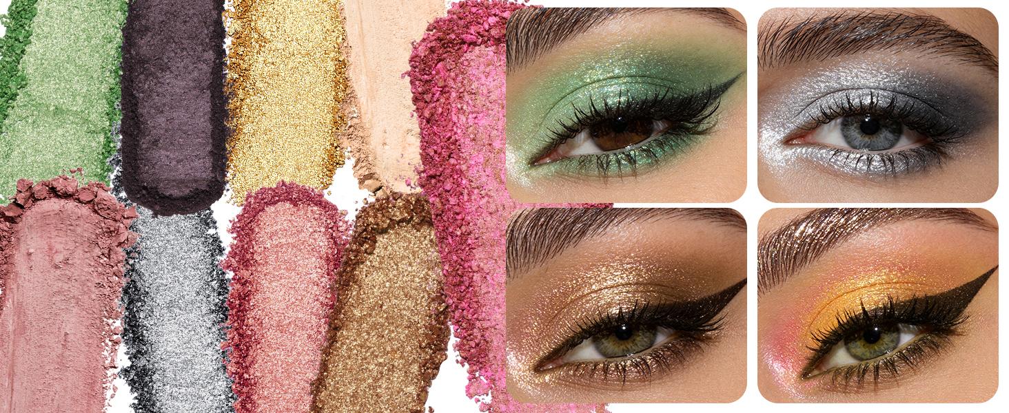 UCANBE Baked Eyeshadow Palette with Blush, 9 Color High Pigment Eye Shadow & Cheek Makeup Palette, Blendable Matte Glitter Metallic Shimmer Shades, Rotating Compact Design, 01 Medieval Banquet