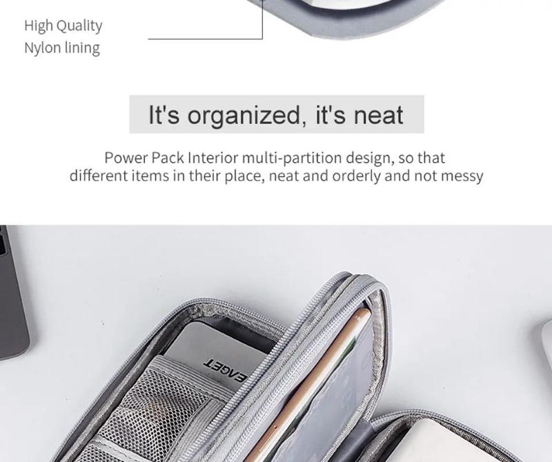 Digital Portable Organizer Case for Headphones Travel Closet Storage Bag Zipper Accessories Charger Data Cable USB Power Bank