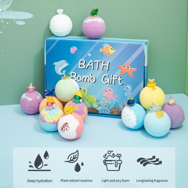 Ocean Bath Ball toy Set Rich Foam EssentialOil Explosion Shower Ball ComfortableEnjoyable Gift With Surprise toy InsidePerfect For Wife Girlfriend Sisters OnBirthday & Anniversary & Valentine'S Day &Holiday Gift