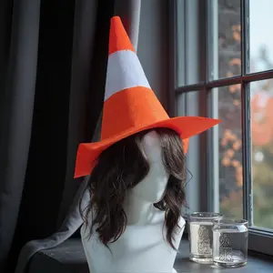 New Halloween Conical Road Barrier Hat, Foldable Ice Cream Bucket Toilet Cap, Party Funny Decoration Hat, Novelty Accessory