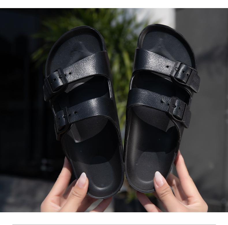 Women's Double Buckle EVA Slides, Cloud Cushion Footbed Summer Sandals, Waterproof Non Slip Casual Slippers for Indoor Outdoor, Beach, Pool, Shower, Comfy Platform Sandals for Girls, Trendy  Aesthetic Footwear