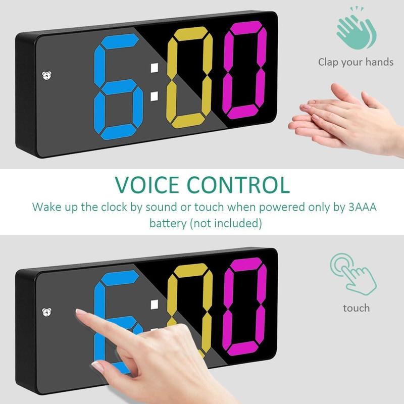 LED Digital Alarm Clock for Bedroom, Mini Size 12/24H LED Display Temperature Date Snooze Mode 3 Adjustable Brightness, Perfect for Living Room Office Desk