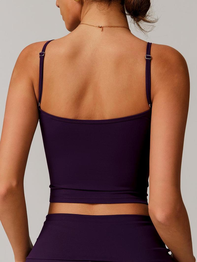 Women's Solid Color Sports Cami Top, Breathable Comfortable Sports Top, Ladies Sportswear for Indoor Outdoor Wear