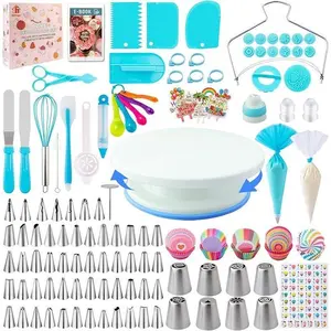 356-Piece Beginner Cake Baking & Decorating Kit - Rotatable Stand, Cookie Molds, Measuring Cups, Spoons & Full Accessories for Home Festive Parties (Home & Festive Party Supplies)