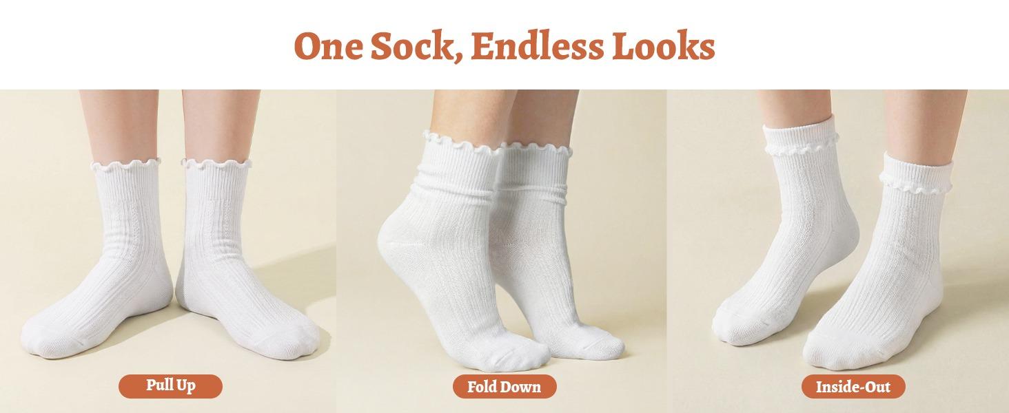 Ruffle  Womens 6 Pairs Cute Ankle Lettuce Edge Frilly Crew  for Bridal & Womenswear Comfortable & Stylish Colorblock Thermal Lined Women's Socks Over-the-Knee Compression Backless Bodysuit with Cup Kawaii Embroidered Floral Knee-High heatless curl