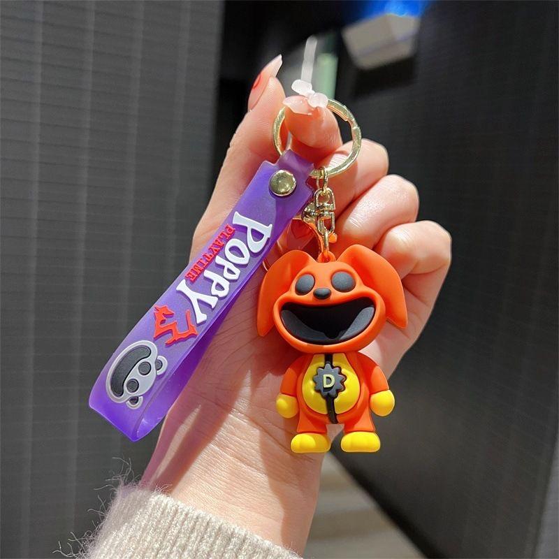 Smiling critters scary smiling animal doll keychain pink piggy blue elephant pendant