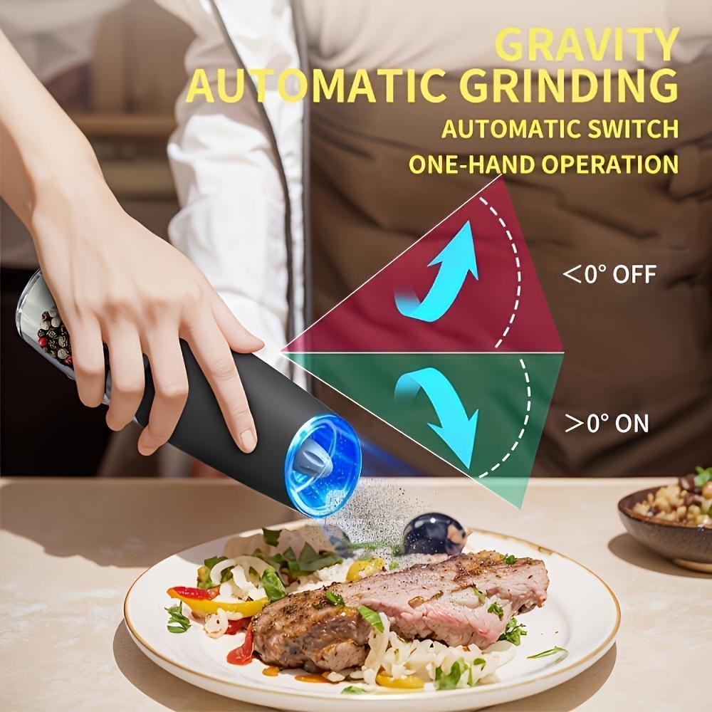 1pc/2pcss CLITON Salt And Pepper Grinder Electric 2pcs, Electric Battery Salt And Pepper Grinder Set, Electric Salt And Pepper Grinder Set, Salt And Pepper Shakers Set, Large Capacity with LED Light, Multiple Style Options, Kitchen Gift