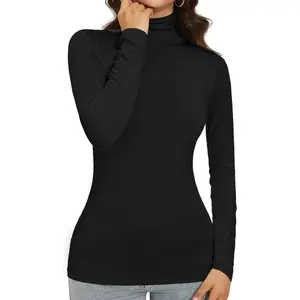 Womens Turtleneck Shirts Long Sleeve Slim Fitted Casual Basic Lightweight Undershirt TopsAB20Lumora Living