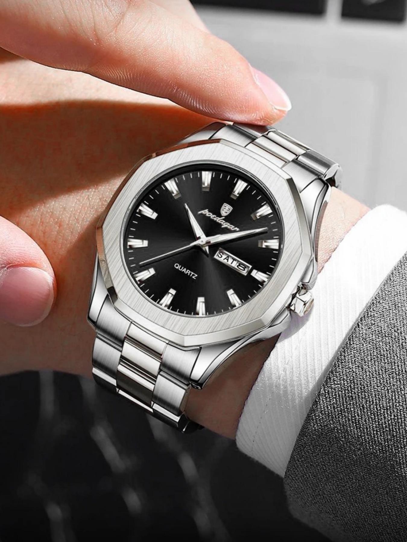 Men's Business Fashion Round Dial Analog Quartz Watch, Fashion Watch with Date & Luminous Hands, Trendy Watch for Daily Life, Business Fashion Watches