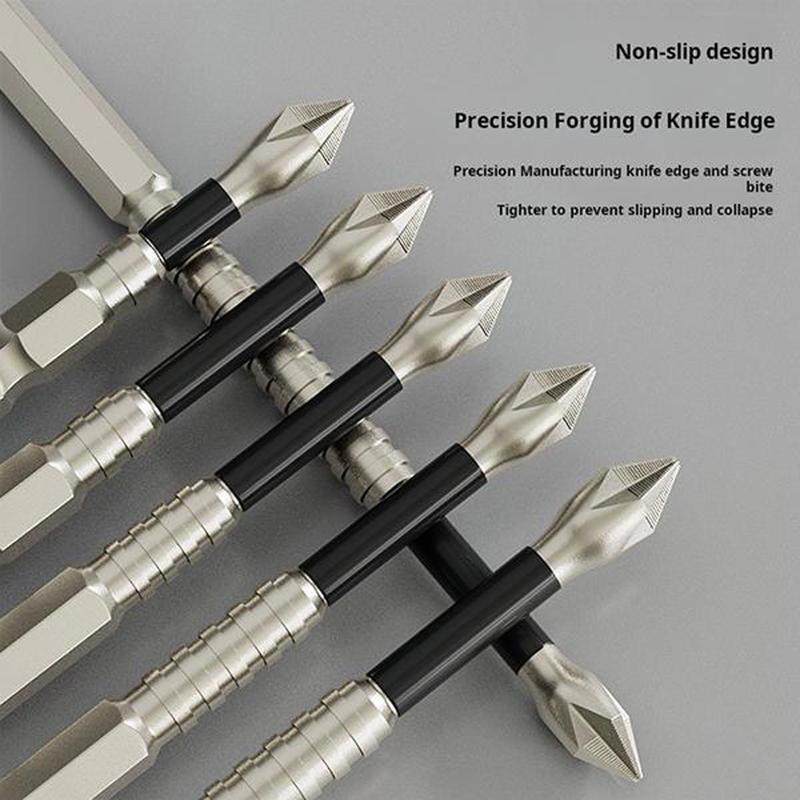 High Magnetic Screwdriver Drill Bit Set - 6pcs K5 Impact Resistant Non Slip Bit for Home DIY Professional Use (6pcs)