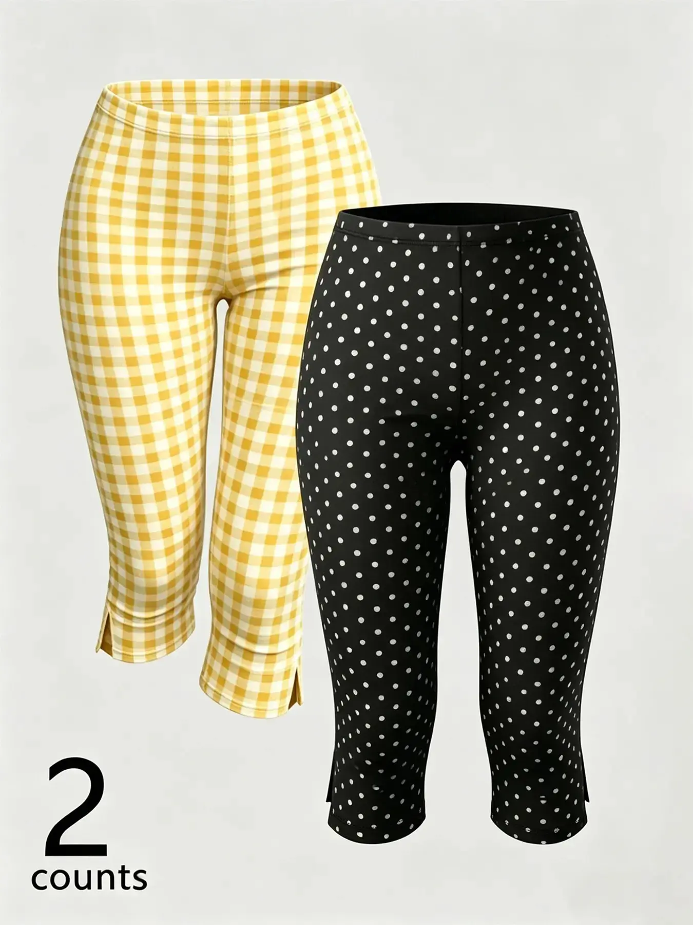 2pcs High Waist Capri Leggings for Women, Y2K Aesthetic Stretchy Slim Fit, Bbuttery Soft Casual Workout Pants, Yoga, Gym, Daily Wear