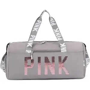 Large Duffle Bag For Women, Sports Duffel Bag for Gym with Wet Pocket & Shoe Compartment, Overnight Weekender Travel Bag (Grey)