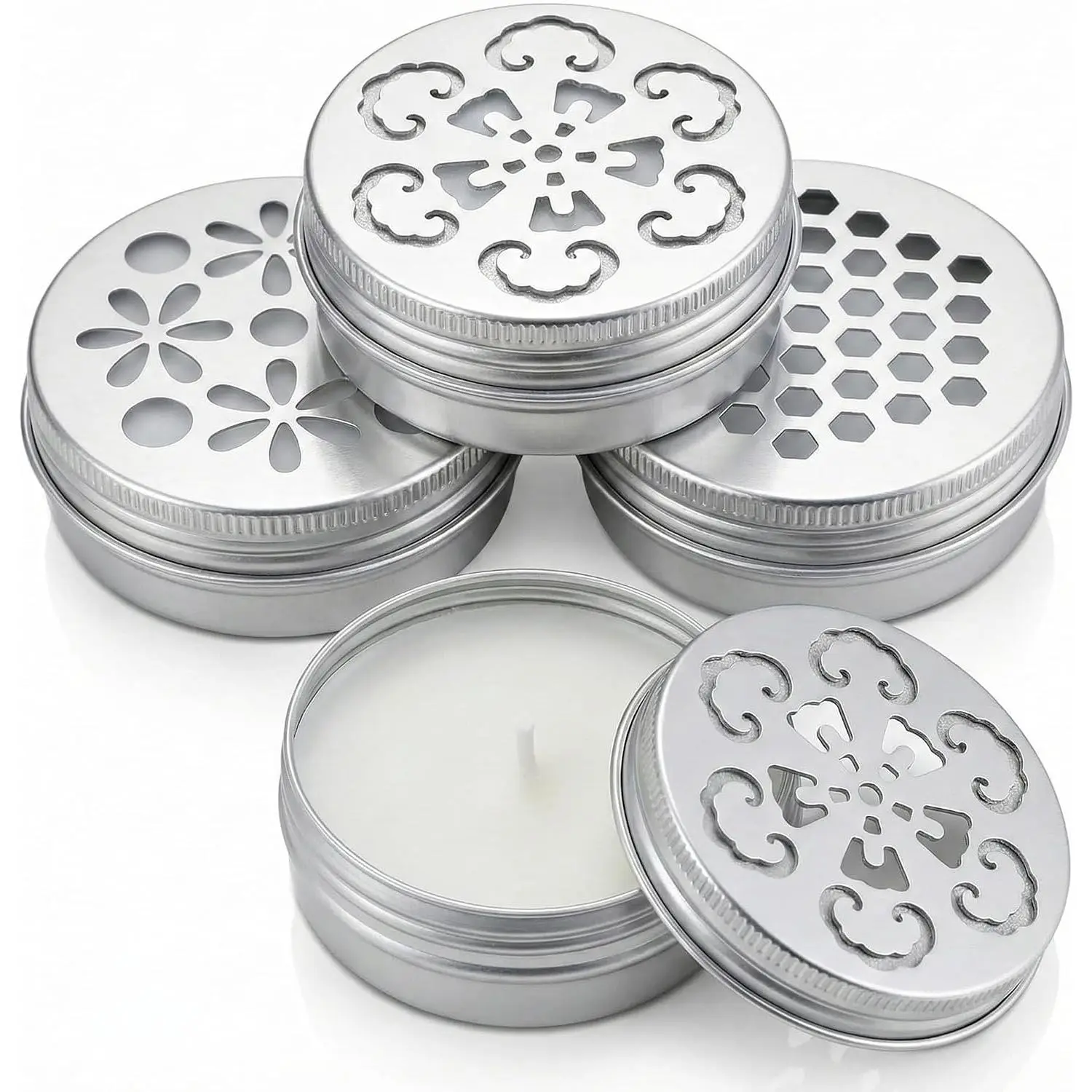 3 count 2OZ Scent Beads Container Empty Metal Tins with  Small Air Freshener Containers Tin Jar Cans for Baking Soda Storage Can Holders for Travel Candle or Sample Use (60ml  Jars)