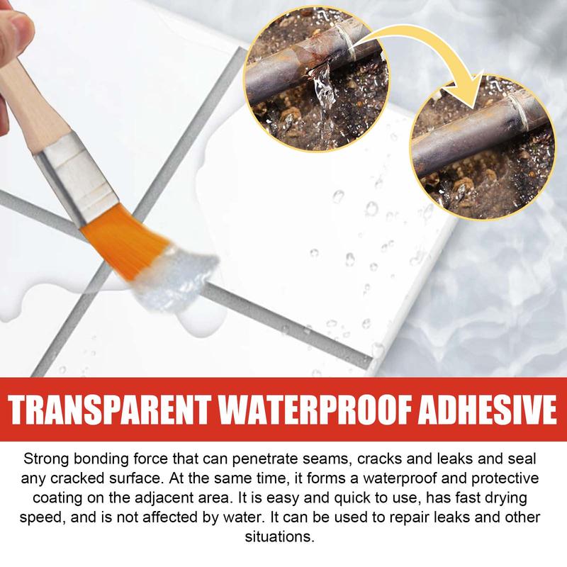 Transparent Waterproof Glue (100g Set) for Roof, Bathroom, Kitchen Wall Waterproofing, No Tile Breaking, Leak Repair Coating