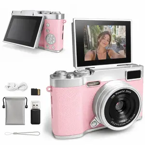 Flip Screen Ccd Camera, Entry-Level Student Pocket Camera with Storage Card, Portable Selfie Digital Zoom Camera for Teens and Back-To-School Season