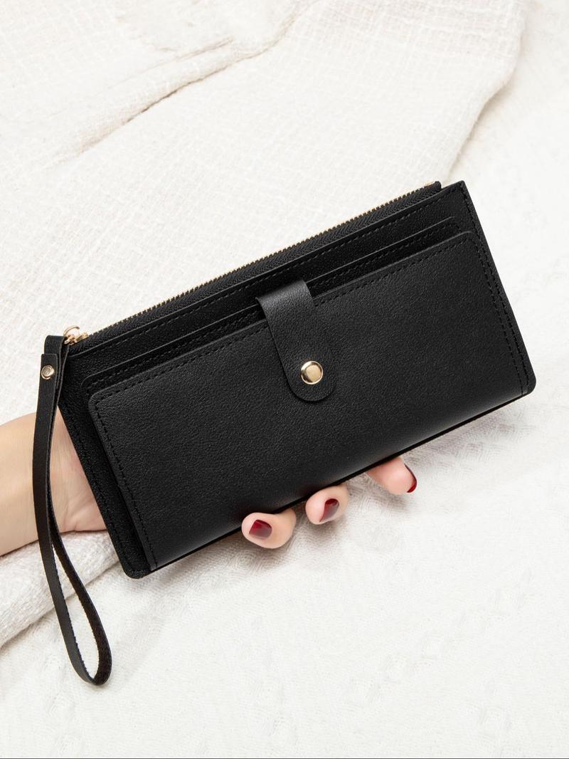 Women's Solid Color Zipper Long Wallet, Fashionable PuLeather Wallet, Multi-functional Card Holder for Daily Use，Christmas Gift, Valentine's Day Gift, Ideal Gift