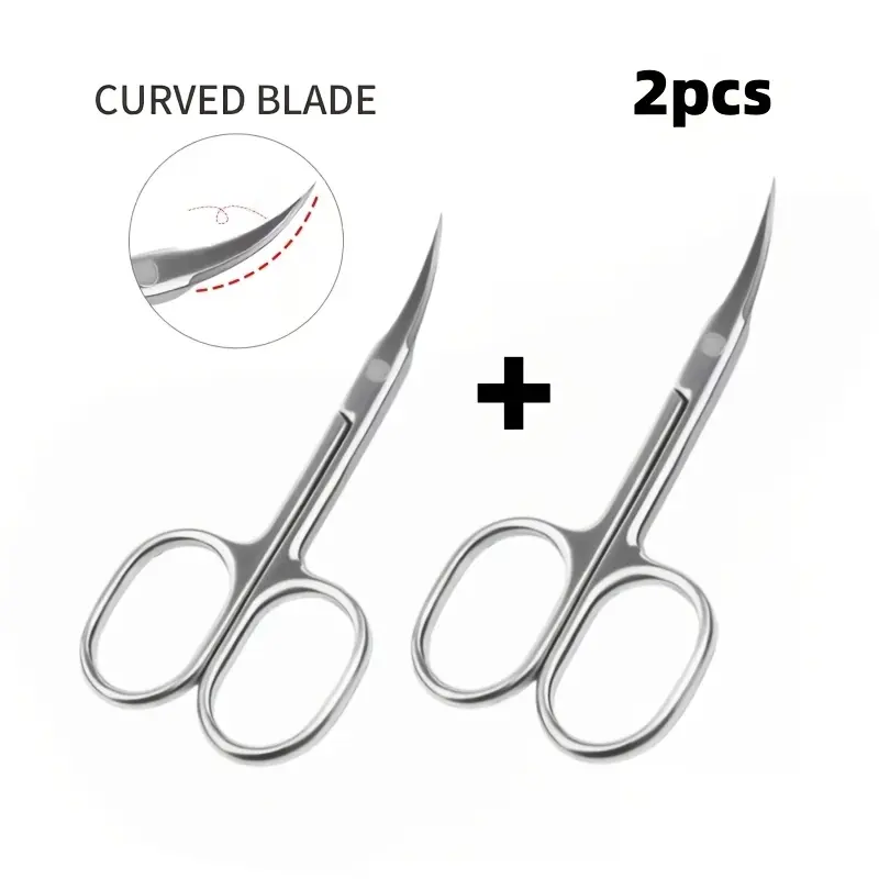 2pcs Precision Beauty Scissors Dead Skin Eyebrow Eyelash Trimming Stainless Steel Beauty Tools, Eyebrow Trimming Scissors, Eyelash Care Additions, Beauty Trimmers, Fine Trimming Scissors, Ultra-Thin Scissors, High-Quality Trimming Scissors