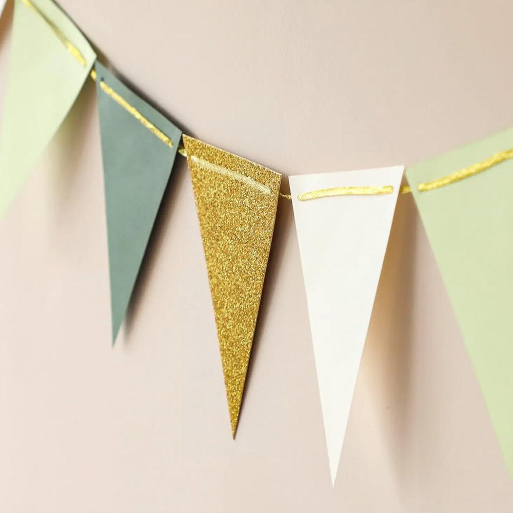DIY Triangle Pull Flag Birthday Wedding Party Decoration, Colorful Flags Holiday Banner, Kindergarten Classroom Birthday Party Scene Setup