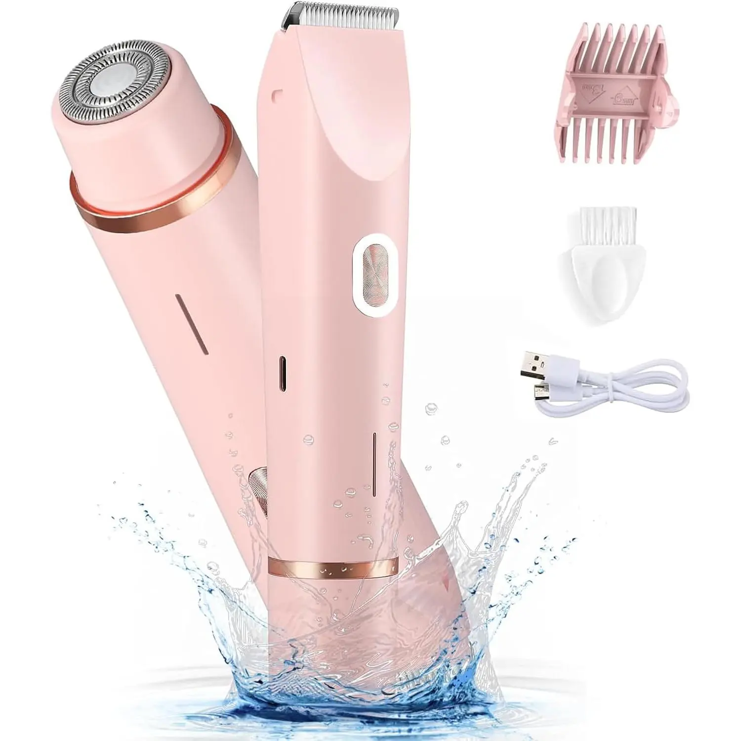 Women's Small, Compact 2-in-1 Rechargeable Electric Shaver & Body Hair Trimmer - Waterproof, Washable, Wet & Dry Use for Legs, Underarms