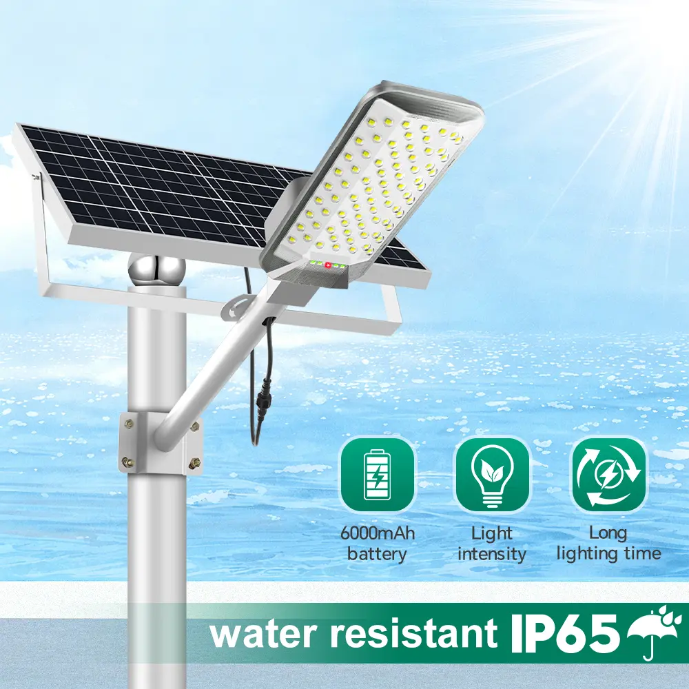 1-Pack Ultra-Wide Angle Solar LED Outdoor Street Light, 6500K High Bright Flood Light with Smart Dusk-to-Dawn Sensor, Remote Control, IP65 Waterproof, Wall/Pole Mount for Garden, Yard, Garage