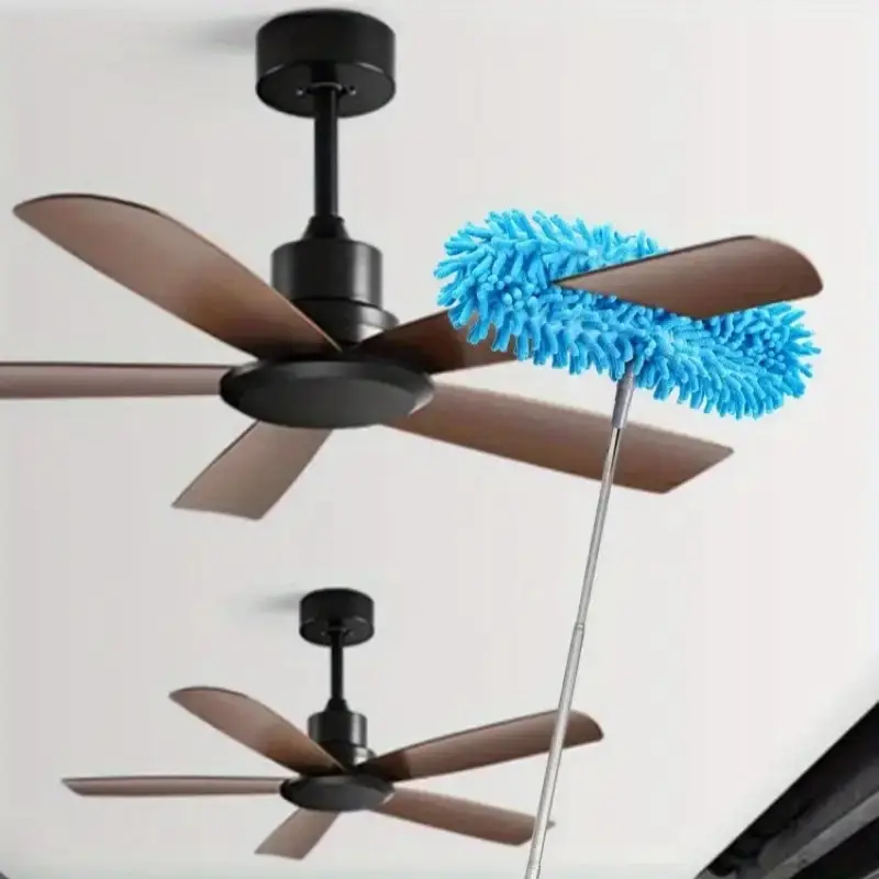 Flexible Ceiling Fan Cleaner Duster Washable Fan Duster, with 57 Inch Extension Pole- Double-Sided Chenille Head for Easy Cleaning of High Ceiling Fans, Blinds, Baseboards and Walls- Reusable and Effective Dusting Tool, Duster for Cleaning