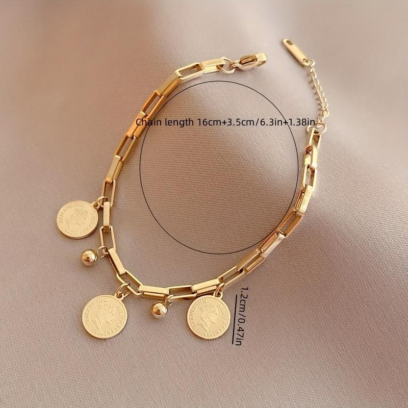 1pc Titanium Steel Bracelet with Personalized Round Pendant - Hip Hop Style, Durable 316L Stainless Steel, Ideal for Everyday Wear & Gifting SpringStatements