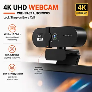 1080P/2K/4K Webcam with Autofocus and Dual Microphones, USB Webcam for PC and Laptop with Privacy Cover, Plug and Play Camera for Streaming, Video Calls, Zoom and Teams