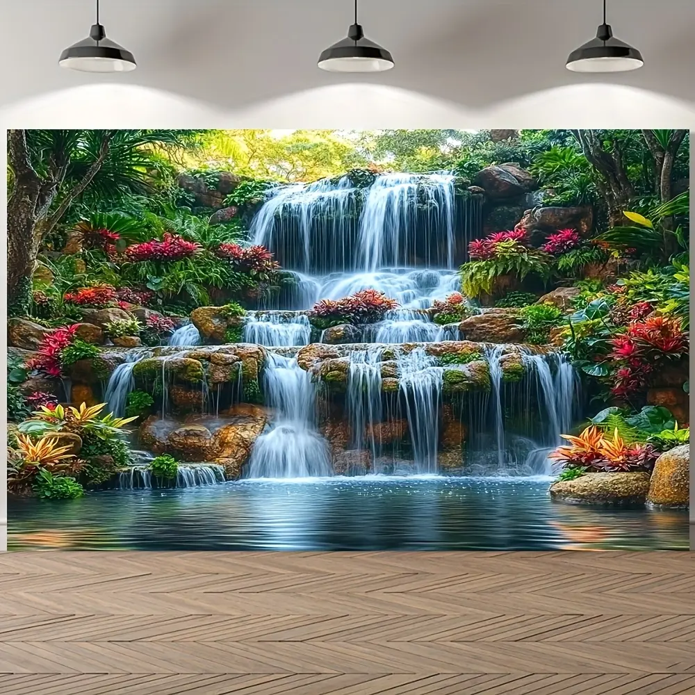 Greenery Floral Backdrop Banner, Natural Forest Theme Party Decoration, Fresh Botanical Photography Background, Photoshoot Backdrops, 2D Flat Single-Sided Polyester Banner with Metal Grommets, Perfect for Parties, Weddings and Indoor Outdoor Decor