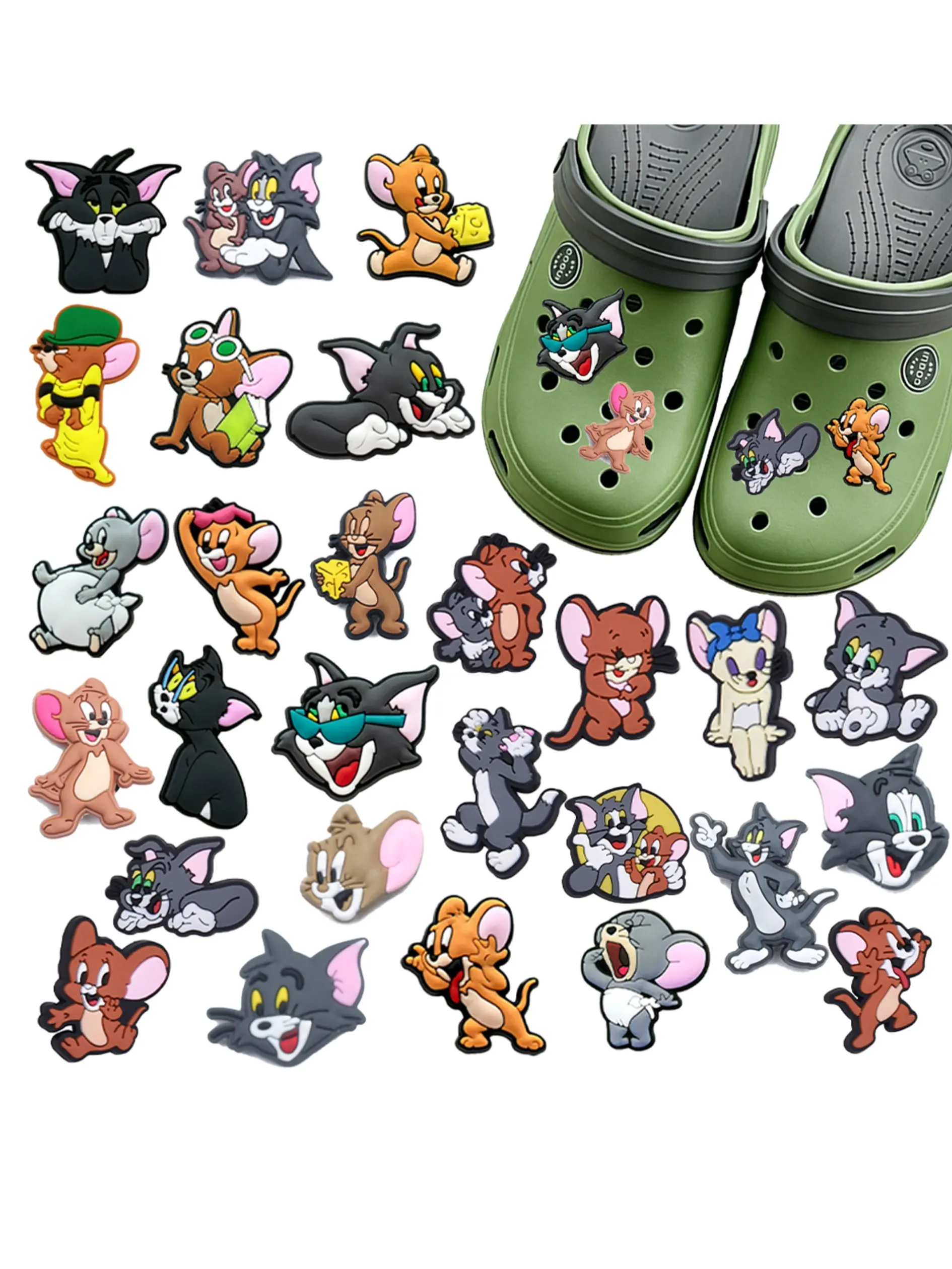 27pcs Cartoon Cat and Mouse Series Shoe Accessories, Suitable for Holey Shoes, Party Gifts for Boys and Girls, Anime Enthusiasts Collectibles