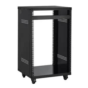 VEVOR 16U AV Rack, 200 lbs Max Capacity, Home Recording Studio Rack with Lockable Caster Wheels, Open Frame Server Cabinet, Special Vent Design, for 19-Inch Audio Video Musical IT Equipment Mounting