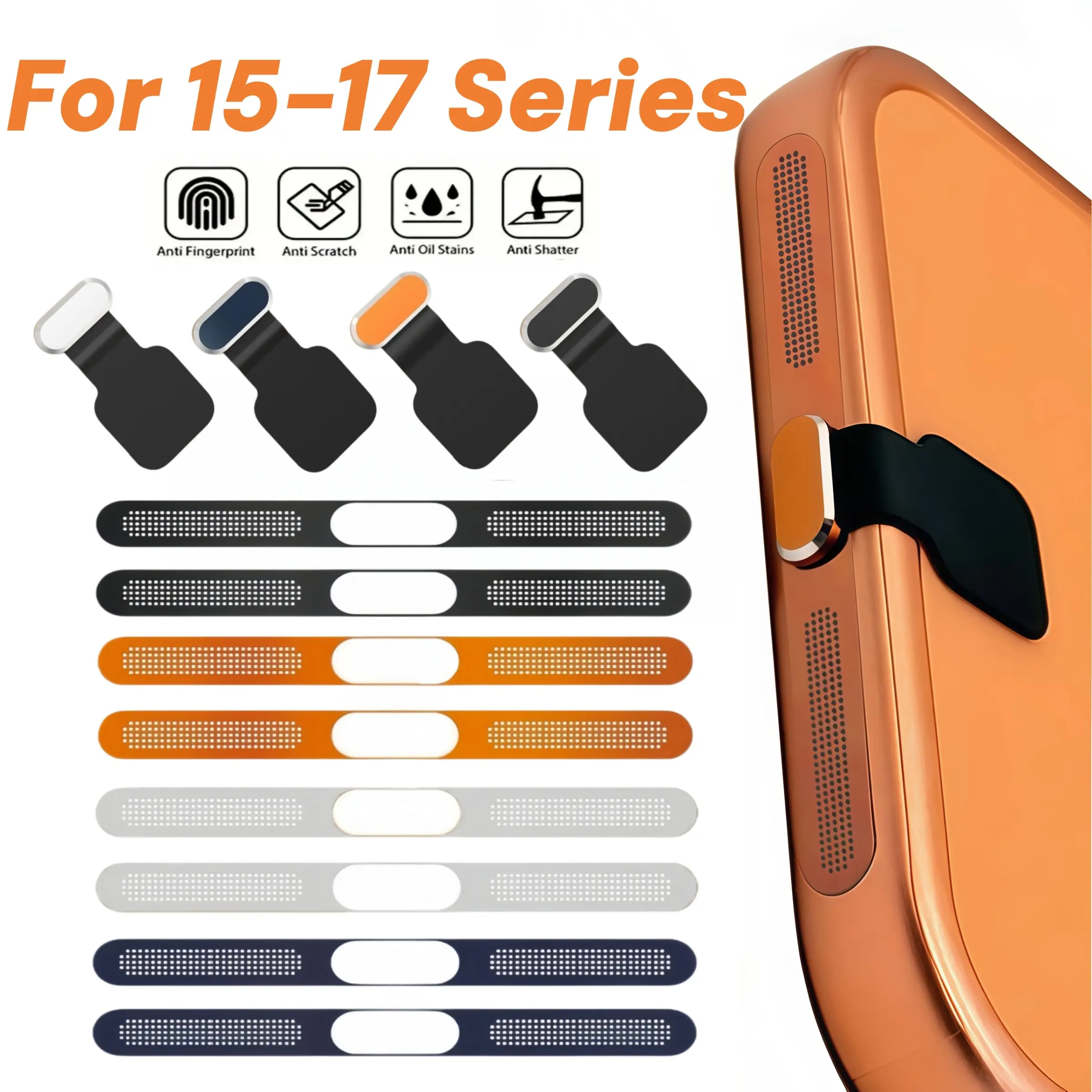 3pcs Set Type-C Anti-Lost Dust Plug, Metal Speaker Dust Mesh, Speaker Dust Cover, Compatible with iPhone 17, 16, 15 Pro, Plus, Pro Max