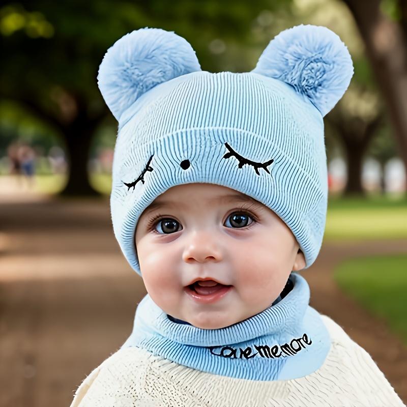 NewNewChildren'S Comfortable Knitted Pom-Pom Hats - Hand Washable Stretch Fabric, Featuring Letter Design, Warm Ear Cover Hat.