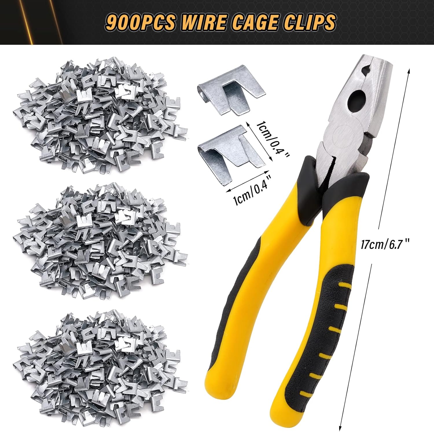 300pcs/900pcs Metal Clips for Rabbit & Chicken Cages Yellow/Orange/Green with Fence Pliers Hog Rings Installation Pliers & Snap Ring Pliers Wire Clamp Tool for Bird & Quail Wire Mesh Cage Building & Installation - Wirepliers