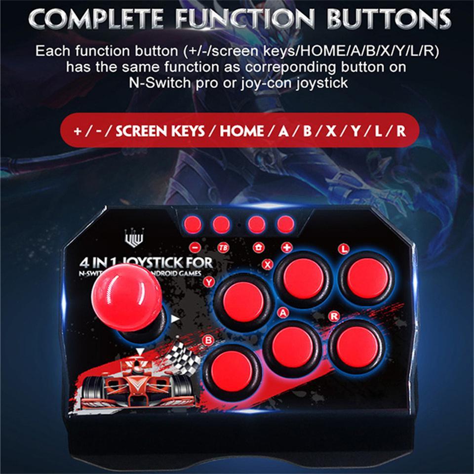 GAMINJA NS002 4 in 1 Retro Arcade Console Game Joystick, Rocker Fighting Controller, Wired Game Controller, Console Accessories for Nintendo Switch PS3 PC Android TV