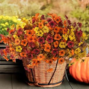 24 bunches fall multi-color artificial flowers, adjustable uv resistant bouquets, eucalyptus lavender vase decorations, indoor outdoor use, decorative flowers