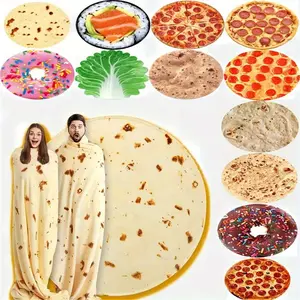 Camping Food-Themed Blanket - Realistic Burrito/Pizza Design, Funny Novelty Throw, Unique Gift for Foodies (Sports & Outdoor Sleeping Gear)