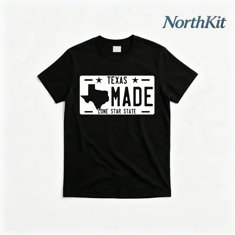 Men’s Texas Made Lone Star State Graphic T-Shirt Retro Vintage Tee with Texas License Plate Design Austin, Dallas, Houston, San Antonio Lettering  Casual Casual Attire